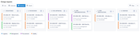 A kanban board titled Change requests with six columns: 1. Registered, 2. For Review, 3. For Approval, 4. For Implementation, 5. For Verification and 6. Verified. Eleven change request cards each show a process owner and a due date and are coloured by process owner, each column has a count at the top, and buttons switch the view between List, Calendar, Kanban and Gantt.