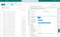 The training record POL 038 4.0 - Document Training - Demo User in M-Files, three ways: in the All Training Records list on the left, in a portal in the middle with three numbered steps, Read Details, Open Document with a green button and Mark as Learned, and on the standard metadata card on the right with the person, the published document, the grace date and the status reason. The workflow state is Overdue.
